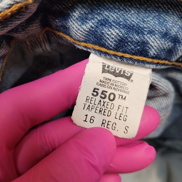 VTG 90s Levi's 550 Mom Jeans 16 Short Petite 34x29 High Rise 13" Tapered - Picture 6 of 7